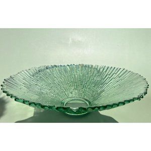 Vintage, 11 in. Bottle Green Star Burst Pattern Console/Decorative Bowl